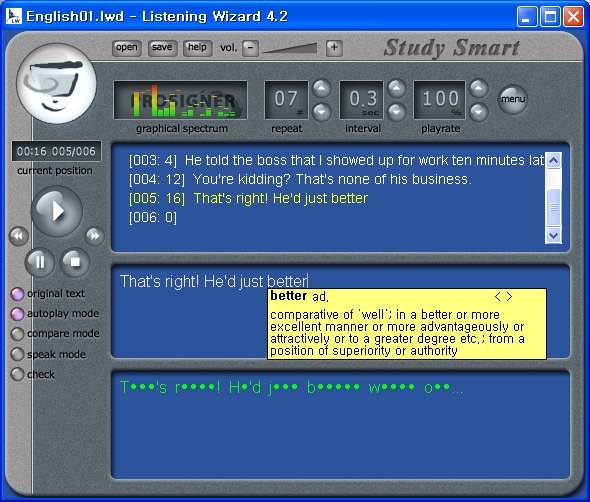 Listening Wizard Screen shot